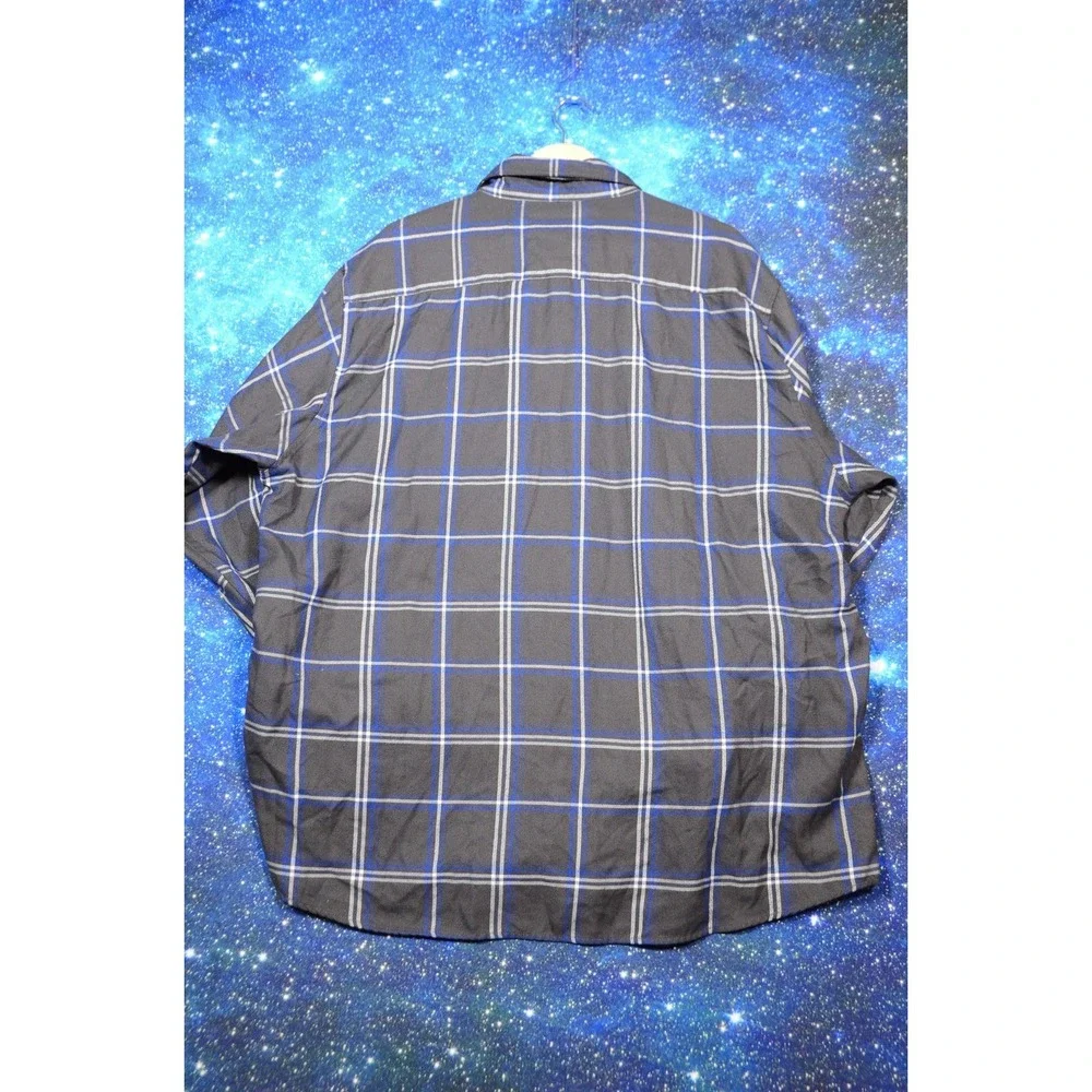 Dixxon Flannel Company Shirt Mens 3XL Gray Blue Plaid Snap‎ Performance Machine